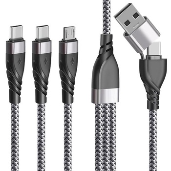 Multi USB kábel, univerzálny 5v1 rýchlonabíjací kábel s 2 portami typu C a micro USB, multinabíjací