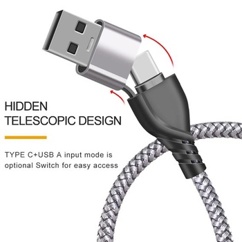 Multi USB kábel, univerzálny 5v1 rýchlonabíjací kábel s 2 portami typu C a micro USB, multinabíjací