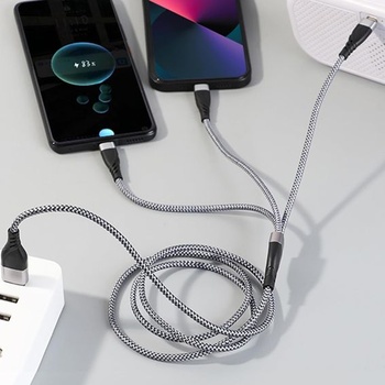Multi USB kábel, univerzálny 5v1 rýchlonabíjací kábel s 2 portami typu C a micro USB, multinabíjací