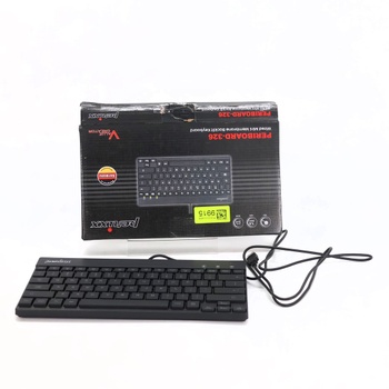 Perixx PERIBOARD-326 Káblová mini USB podsvietená klávesnica s plochými klávesmi, US QWERTY
