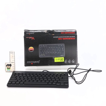 Perixx PERIBOARD-326 Kabelová mini USB podsvícená klávesnice s plochými klávesami, US QWERTY