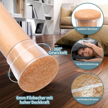 Krytky nohou židle, průhledné, 14-19 mm, 16 kusů, silikonové, na stůl, židli, nohy, 0,75 palce,