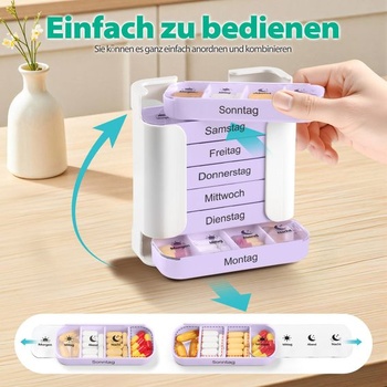 7denní organizér na léky se 4 přihrádkami [XL velká kapacita] - ranní, polední, večerní a noční
