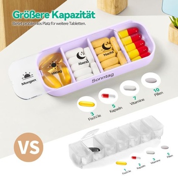 7denní organizér na léky se 4 přihrádkami [XL velká kapacita] - ranní, polední, večerní a noční