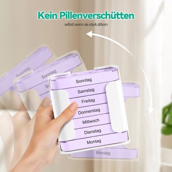 7denní organizér na léky se 4 přihrádkami [XL velká kapacita] - ranní, polední, večerní a noční