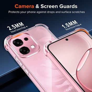 Priehľadné puzdro ivoler nežltne pre Oppo A6 Pro 4G/5G s nárazuvzdornými rohovými chráničmi,
