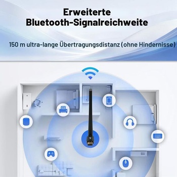 Bluetooth 6.0 adaptér s USB dongle pro PC, mini USB Bluetooth adaptér s 5dBi anténou pro Windows