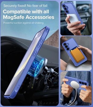 Matný magnetický kryt ivoler v oceánskej modrej farbe pre Samsung Galaxy S25 5G / S24 5G,
