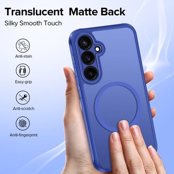 Matný magnetický kryt ivoler v oceánskej modrej farbe pre Samsung Galaxy S25 5G / S24 5G,