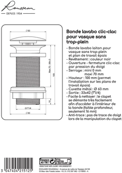 Odtoková souprava Rousseau 63mm černá