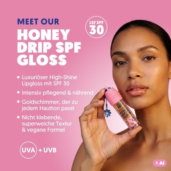 ANDbeauty Lesk na pery s medovým kvapkaním SPF 30 – Trblietavý olej na pery s UV ochranou, pre vysoký