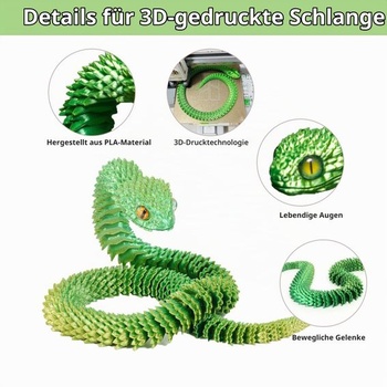 30 cm 3D tištěný had s vejcem - 3D figurka hada ve velikonočních vajíčkách, kloubový had -