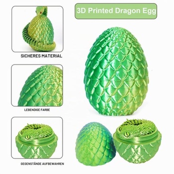 30 cm 3D tištěný had s vejcem - 3D figurka hada ve velikonočních vajíčkách, kloubový had -