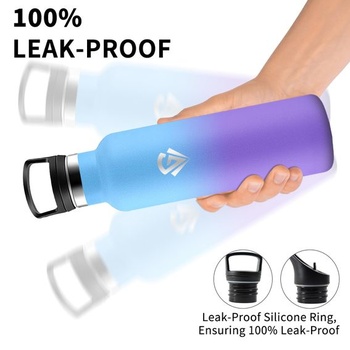 Fľaša na vodu z nerezovej ocele, 750 ml, bez BPA, so slamkou, na každodenné použitie, do auta,