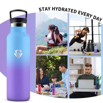 Fľaša na vodu z nerezovej ocele, 750 ml, bez BPA, so slamkou, na každodenné použitie, do auta,