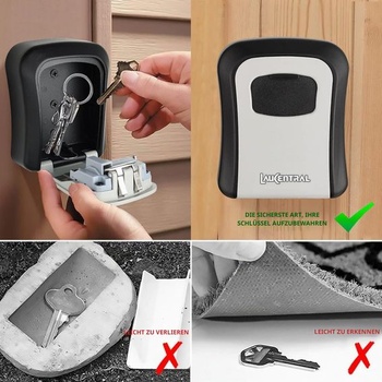 Nástenný trezor na kľúče, 4-miestny kombinačný trezor na vonkajšie použitie, odolný proti
