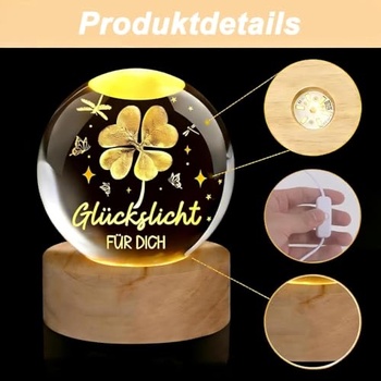 Krištáľová guľa Charfia s LED, 60 mm