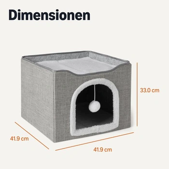 Kočičí domek Amazon Basics, jednopatrový kočičí pelíšek pro vnitřní kočky, kočičí kostka se