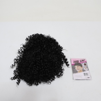 PORSMEER Kučeravá afro parochňa čierne prírodné syntetické vlasy s ofinou pre ženy Dĺžka po ramená