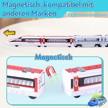 VBACALA 4dielna detská vláčik, vláčik s magnetickým pripojením pre drevené koľaje, lokomotíva s