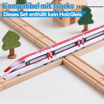 VBACALA 4dielna detská vláčik, vláčik s magnetickým pripojením pre drevené koľaje, lokomotíva s