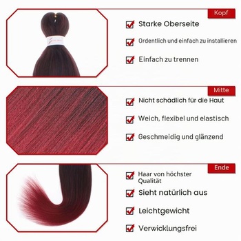 Xtrend 16 palcové EZ vrkôčiky, 8 balení, ombre Bunbundy, predpäté, ľahké zapletanie, predlžovanie