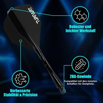 Integrované letky a šachty šipek Turnart Darts 2BA č. 2, tvar a střední design, jedna tvarovaná