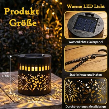 Vonkajší solárny lampáš, solárne lampy slnečnice s háčikom a reťazou