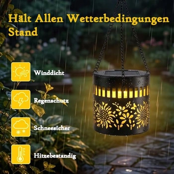 Vonkajší solárny lampáš, solárne lampy slnečnice s háčikom a reťazou