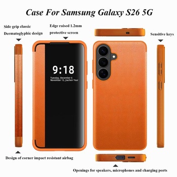 Ochranné puzdro S26 pre Samsung S26, Flipové puzdro, Priehľadné, Tenké, Priehľadné, Flipové puzdro