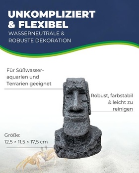 Hobby Aquaristik Moai Ora 1 I 12,5 x 11,5 x 17,5 cm I Dekoratívna figúrka do akvária I Skrytá