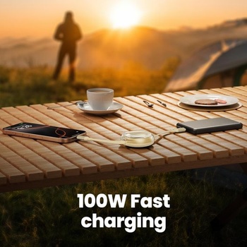 Kábel toocki USB-C, 100W PD 5A QC 4.0 Mini zaťahovací rýchlonabíjací kábel, kábel USB-C na USB-C,