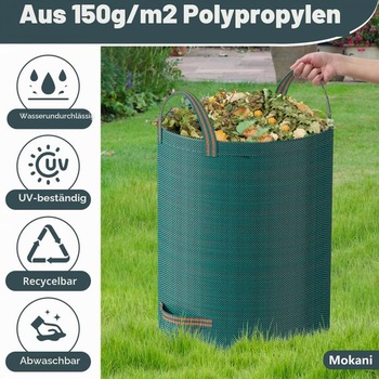 Pytle na zahradní odpad Mokani, 300 l x 3 zahradní pytle, odolné, s rukojeťmi, opakovaně použitelné