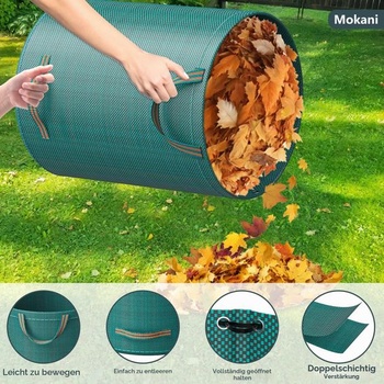 Pytle na zahradní odpad Mokani, 300 l x 3 zahradní pytle, odolné, s rukojeťmi, opakovaně použitelné