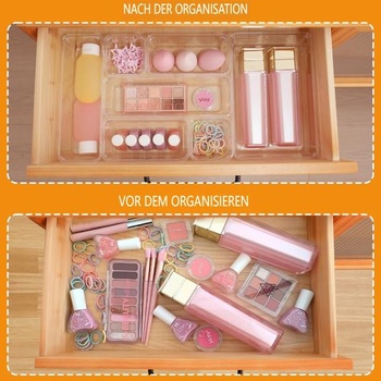 Organizér do zásuviek, 25 dielov v 4 veľkostiach, plastový, organizér na toaletný stolík a make-up,