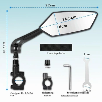 Pravé zrkadlo na bicykel - sklopné a otočné o 360 ° pre bezpečnosť. Pre pravú stranu.
