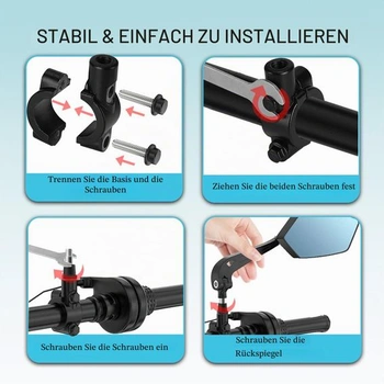Pravé zrkadlo na bicykel - sklopné a otočné o 360 ° pre bezpečnosť. Pre pravú stranu.