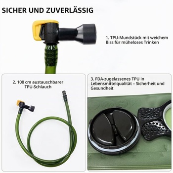Hydratačný vak Unigear 1/1,5/2/2,5/3 l bez BPA a BPS, hadica ALS hydratačný systém zelený 2 l
