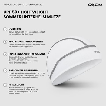 Čiapka pod helmu GripGrab na cyklistiku, UV ochrana UPF 50+, letná čiapka pod helmu, univerzálna