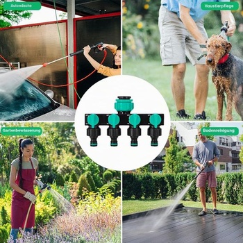 4cestný rozdeľovač vody, 4cestný rozdeľovač hadíc so 4 ventilmi, rozdeľovač záhradný zavlažovací