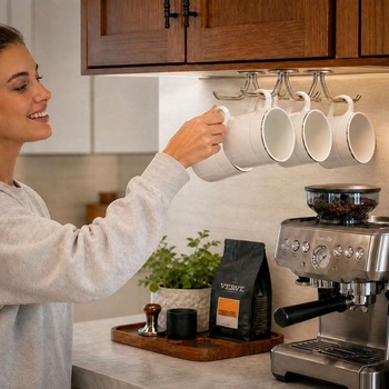 Simpletome držiak na kávové šálky, vložka do skrinky na hrnčeky, držiak na 6 šálok, úložný priestor pod