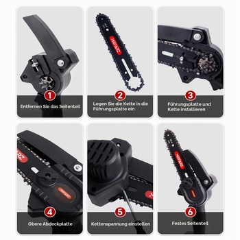 Mini lišta pre motorovú pílu 15,2 cm so 4 pílovými reťazami, rozstup LP 1/4 palca, rozstup 0,1 cm, 37