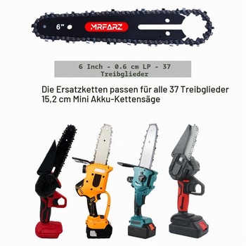 Mini lišta pre motorovú pílu 15,2 cm so 4 pílovými reťazami, rozstup LP 1/4 palca, rozstup 0,1 cm, 37