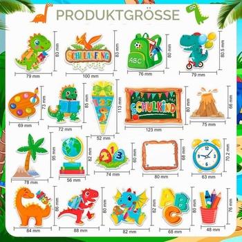 HOWAF ozdoby na dorty pro první školní den, design s dinosaury, 19 kusů, ozdoby na dorty pro první