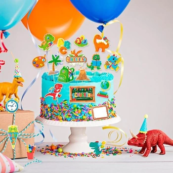 HOWAF ozdoby na torty pre prvý školský deň, dizajn s dinosaurami, 19 kusov, ozdoby na torty pre prvý