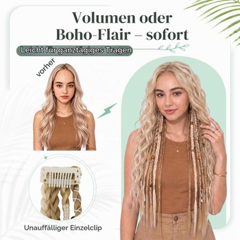 Elailite Clip-in predlžovacie príčesky Boho vrkôčiky Príčesky 50 cm 2 kusy Boho predlžovanie vlasov