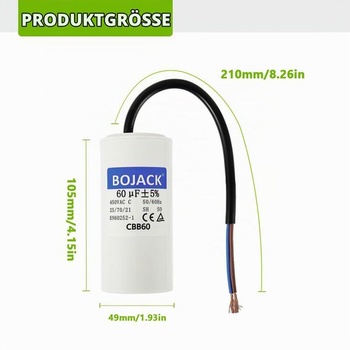 BOJACK CBB60 60uF 450V 50/60HZ Rozběhový kondenzátor, Kondenzátor pro běh motoru SH, Kondenzátor