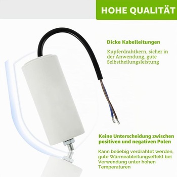 BOJACK 16uF 450V Kondenzátor pro běh motoru 38x75mm Startovací kondenzátor Startovací kondenzátor