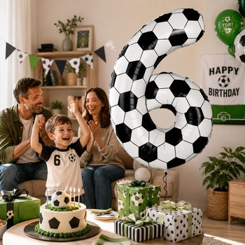 DazzJoy futbalové narodeninové dekorácie pre 6-ročných chlapcov, futbalový balónik pre 6-ročných chlapcov,
