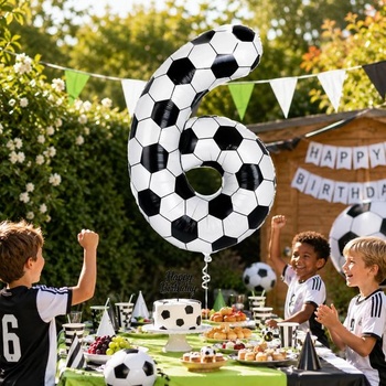 DazzJoy futbalové narodeninové dekorácie pre 6-ročných chlapcov, futbalový balónik pre 6-ročných chlapcov,